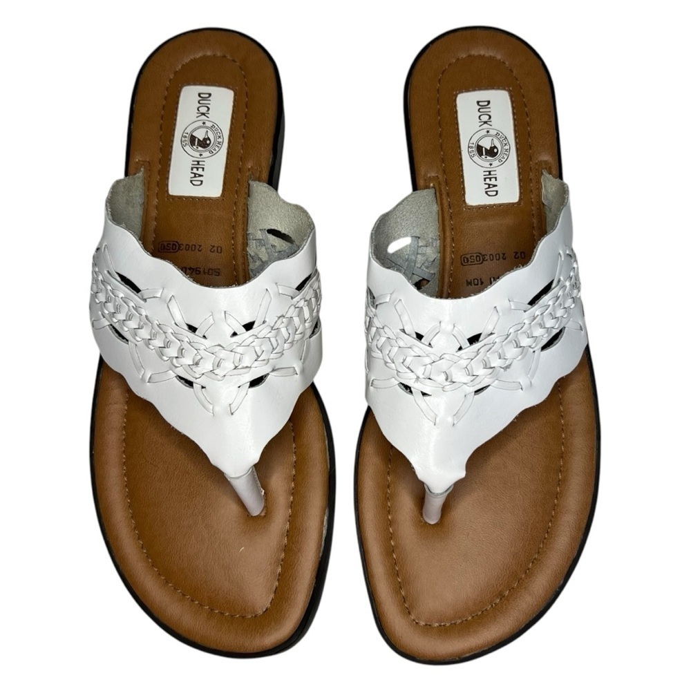 Duck Head Leather Sandals White Made in Brazil NWOT Size 10